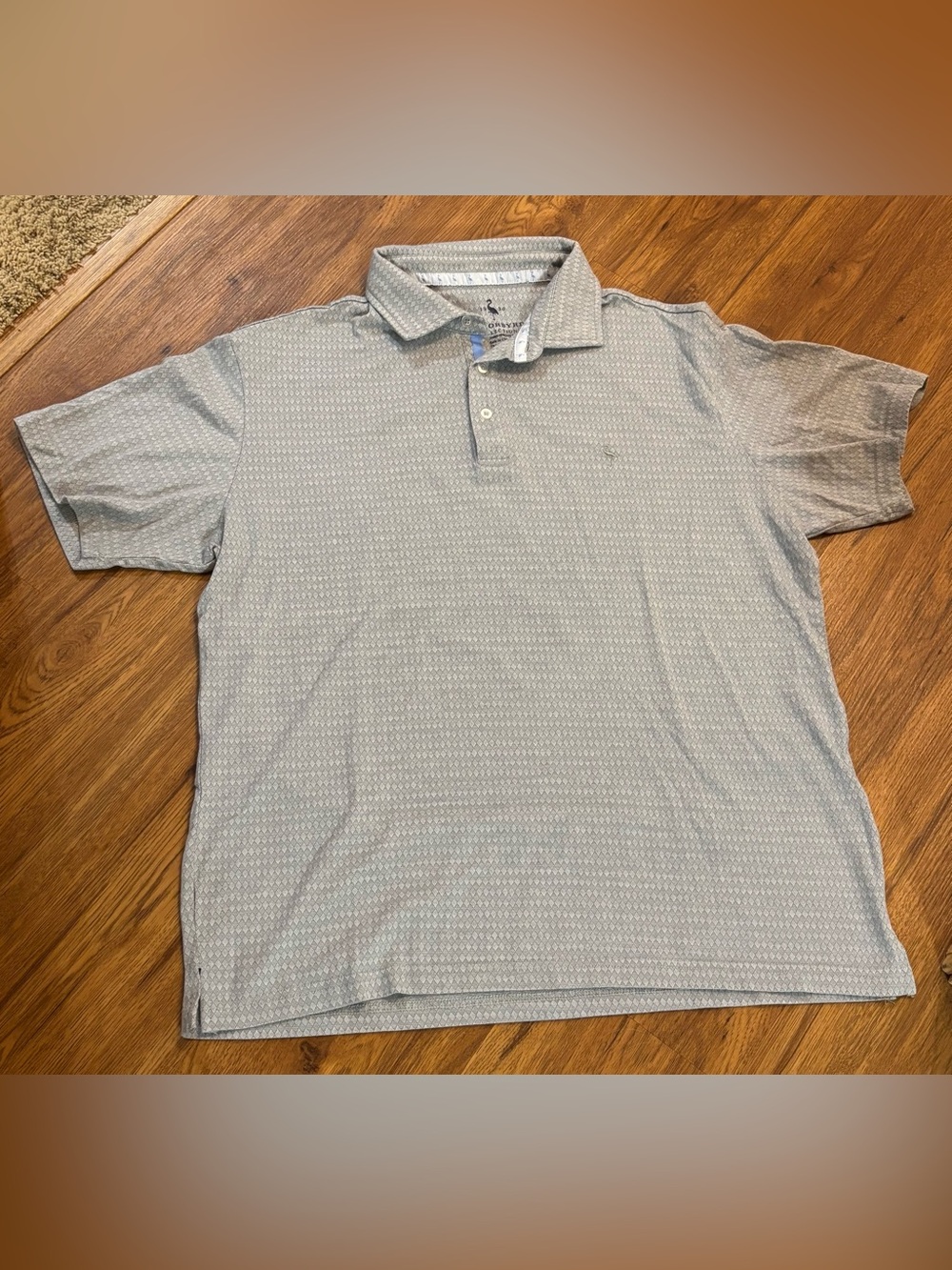 TailorByrd Men's Light Gray Textured Diamond Pattern Golf Polo Performance XXL